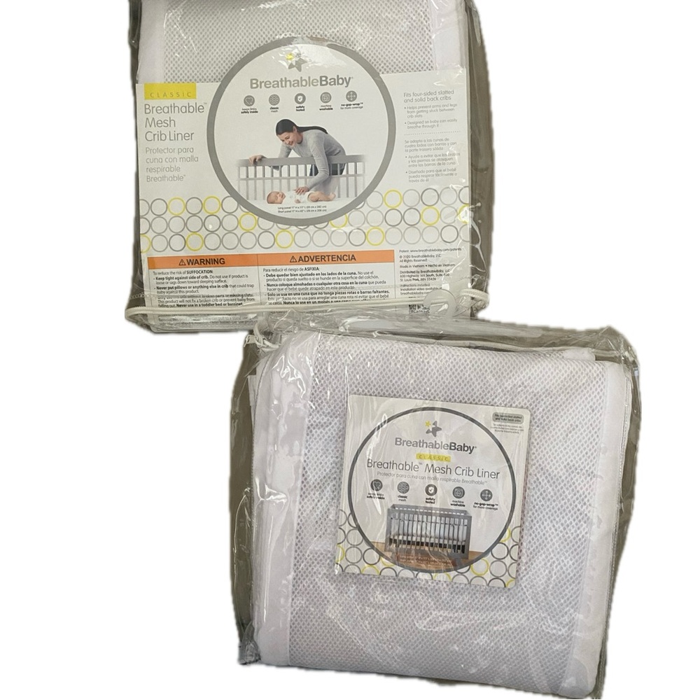 2 White Mesh Crib Liners - BreathableMesh